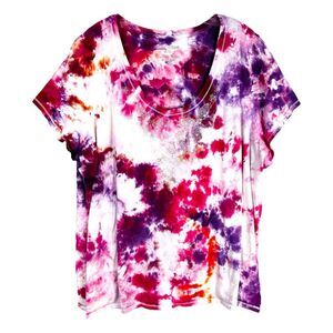 Avenue Plus Size 30W 32W Top Beauty Queen Tie Dye Pink Purple Sequins Beaded 783
